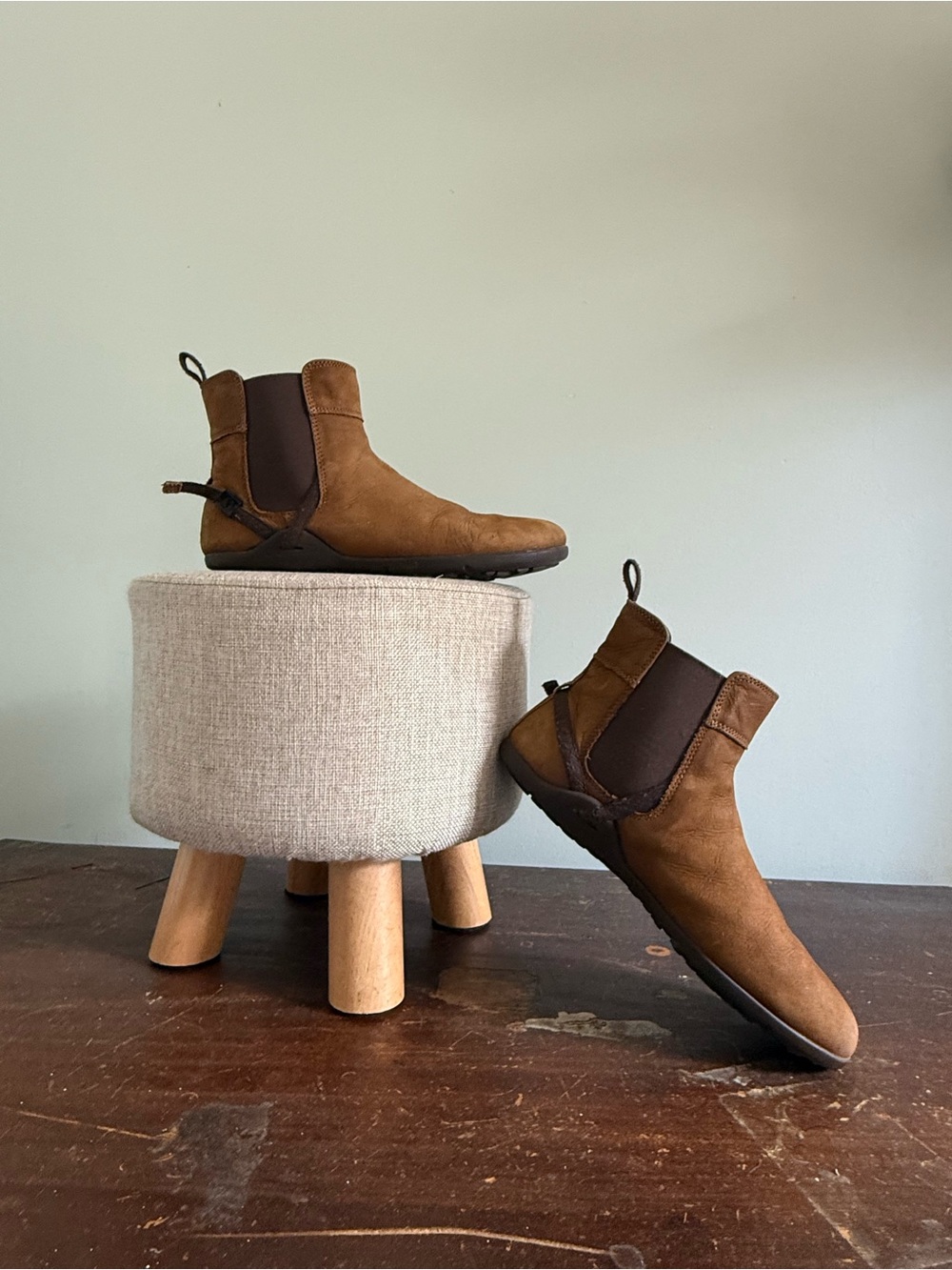 Women's Brown Chelsea Ankle Booties with Elastic Side Panels